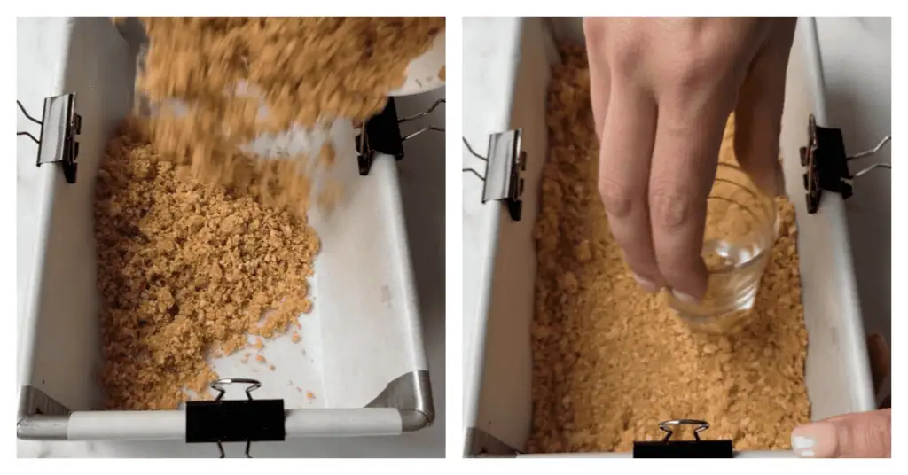 graham cracker crust pressed into a loaf pa