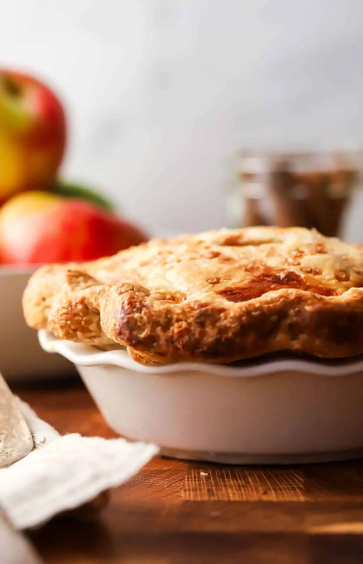 side view of baked mini apple pie
