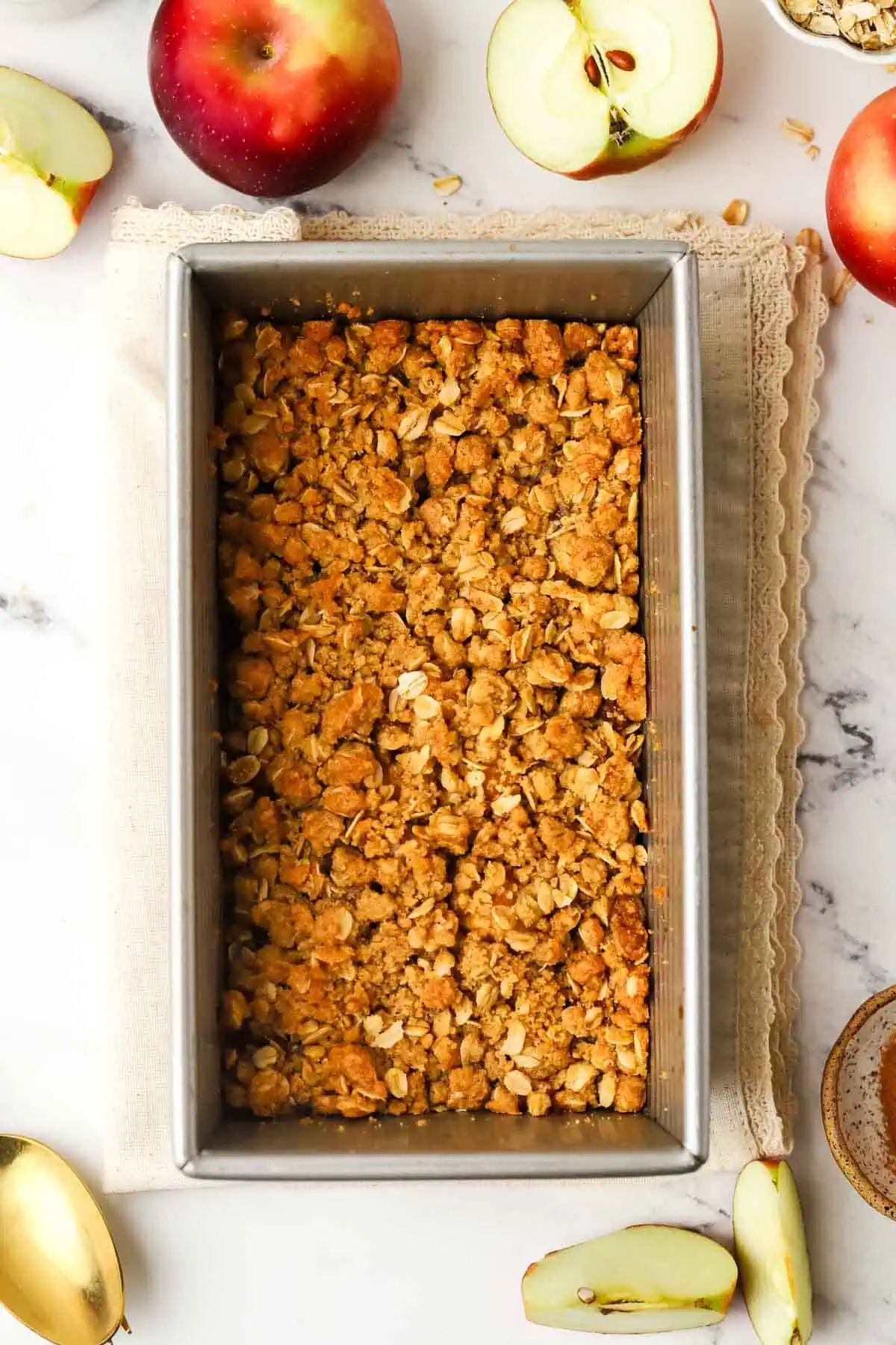 a loaf pan apple crisp
