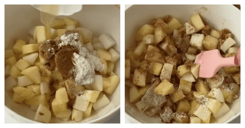 apple filling ingredients stirred together