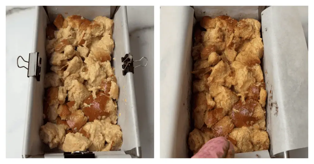 bread pudding baked in the pan
