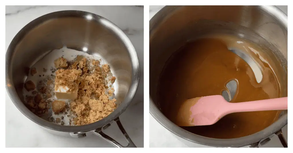 brown sugar sauce in a saucepan