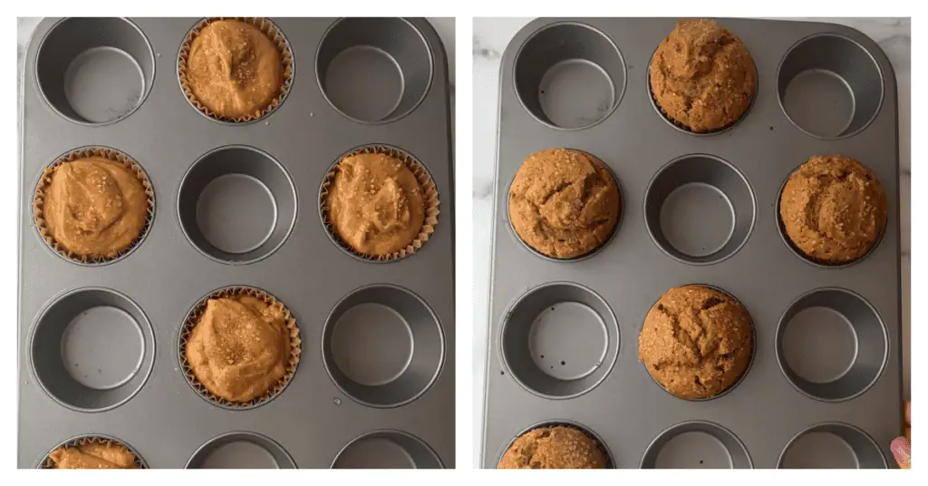 small batch pumpkin muffins in the muffin pan